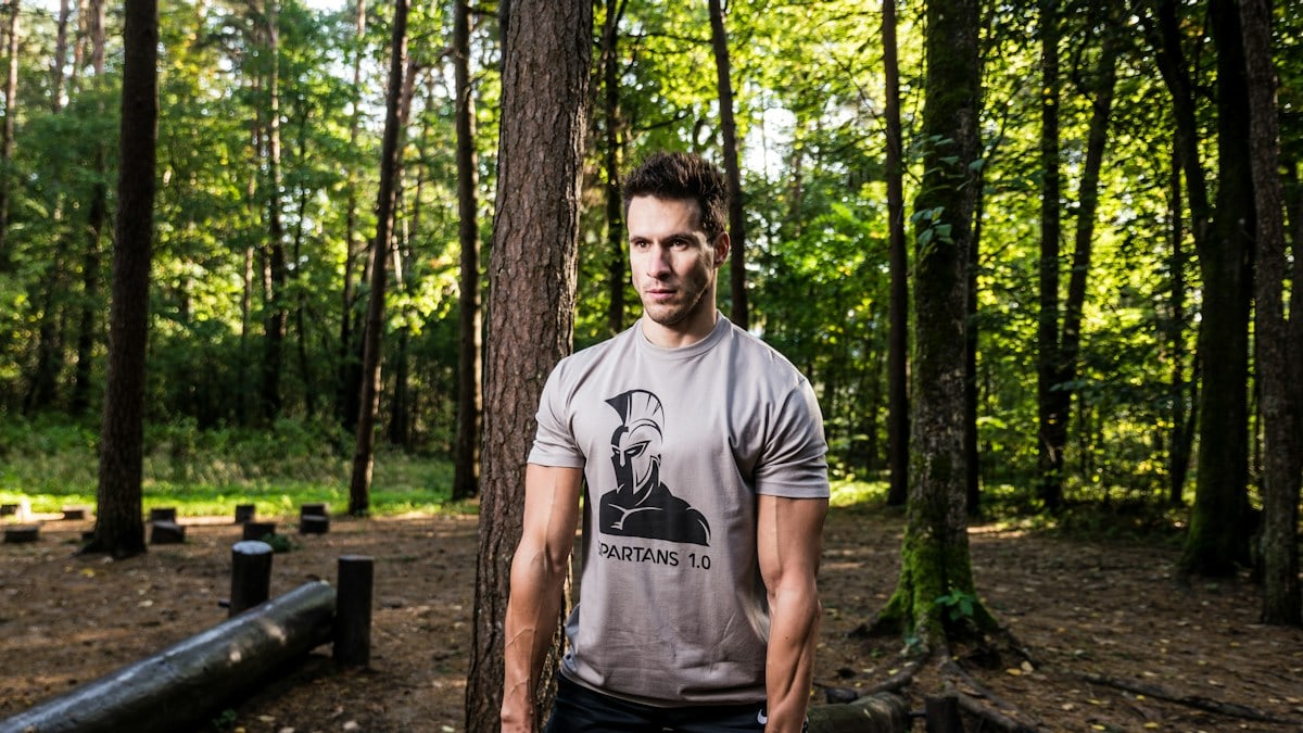 Photo of men’s workout in the forest. This is photo session of new t-shirt collection “SPARTANS 1.0”.
Idea is to show men’s difficult challenges, discipline, superb physical condition, determination, courage and constant self-development.
Because this is what Ancient Spartan warriors was about. Hope you will love this moment :)